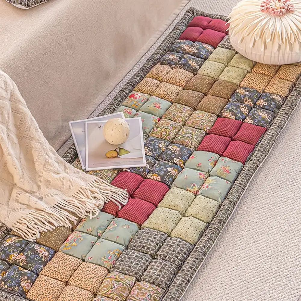 Quilted Floral Soft Pet Mat - Non-Slip Padded Sofa Cover