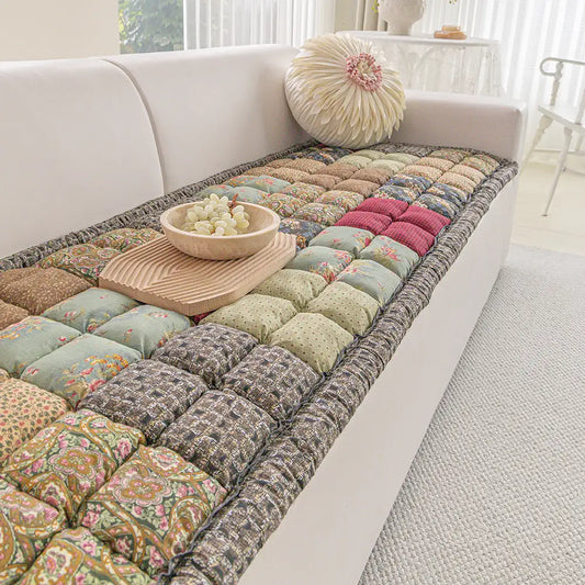Quilted Floral Soft Pet Mat - Non-Slip Padded Sofa Cover