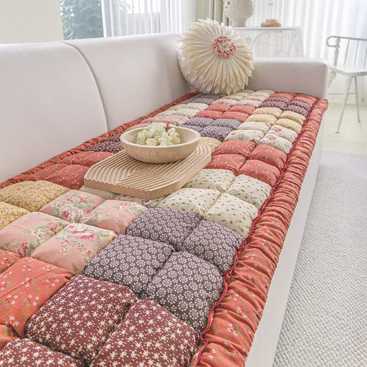 Quilted Floral Soft Pet Mat - Non-Slip Padded Sofa Cover