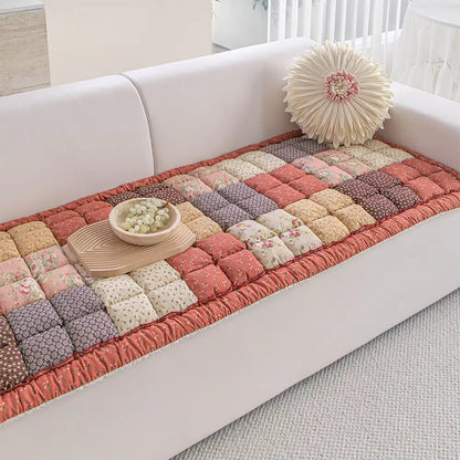 Quilted Floral Soft Pet Mat - Non-Slip Padded Sofa Cover