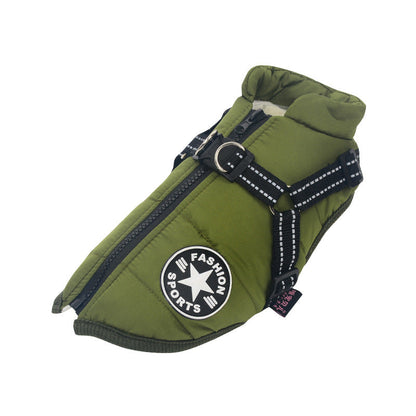 Waterproof Dog Winter Coat with Built-In Harness