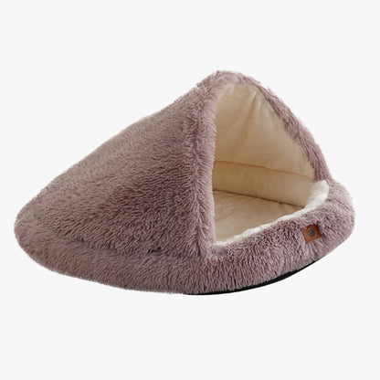 Calming Plush Semi-Enclosed Pet Nest Bed for Dogs & Cats