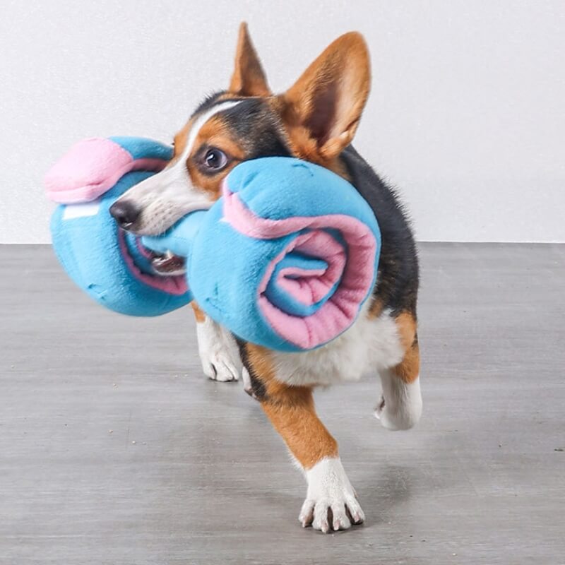 Interactive Dog Dumbbell Snuffle Toy | Plush Treat Puzzle Feeder