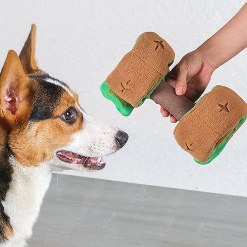 Interactive Dog Dumbbell Snuffle Toy | Plush Treat Puzzle Feeder