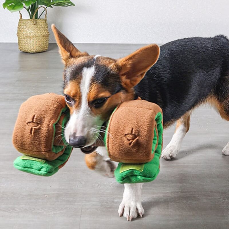 Interactive Dog Dumbbell Snuffle Toy | Plush Treat Puzzle Feeder