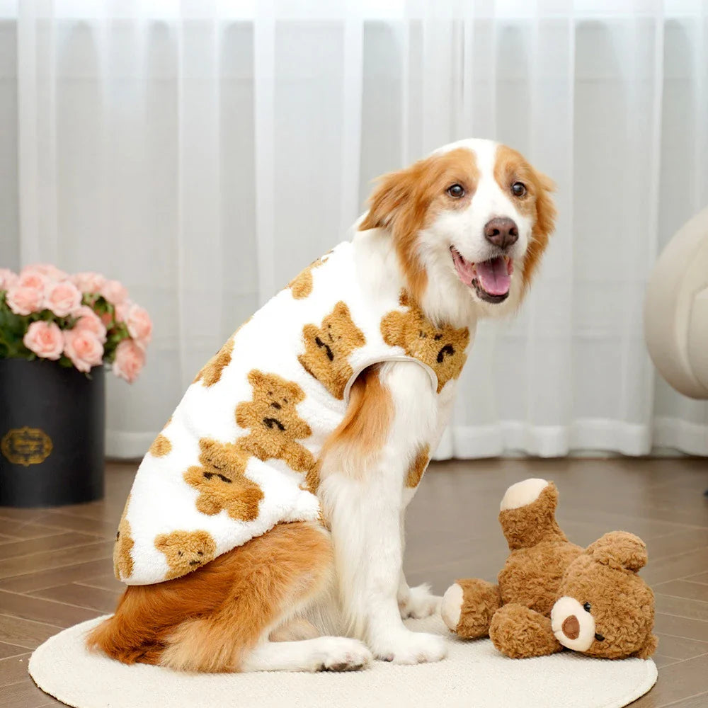 Warm Teddy Bear Print Fleece Dog Jumper