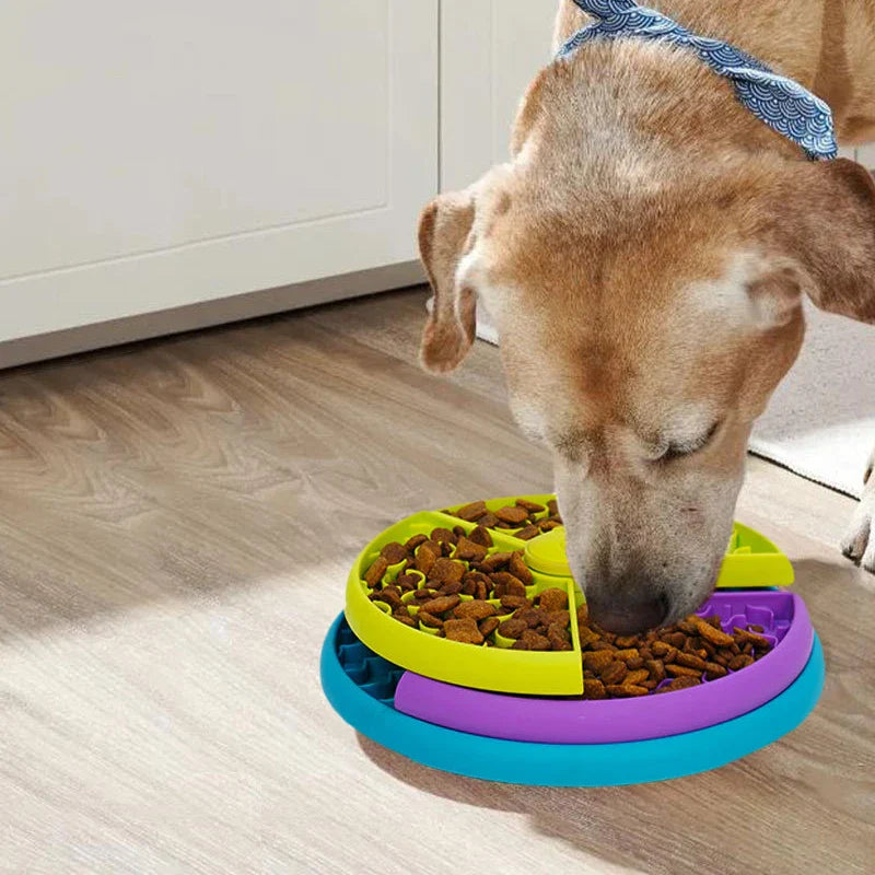 Twist & Turn Dog Slow Feeder Puzzle Bowl | Interactive Rotating Anti-Gulping Pet Feeder