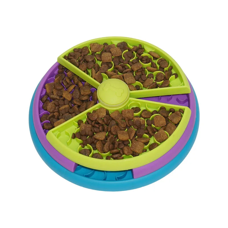 Twist & Turn Dog Slow Feeder Puzzle Bowl | Interactive Rotating Anti-Gulping Pet Feeder