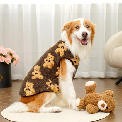 Warm Teddy Bear Print Fleece Dog Jumper