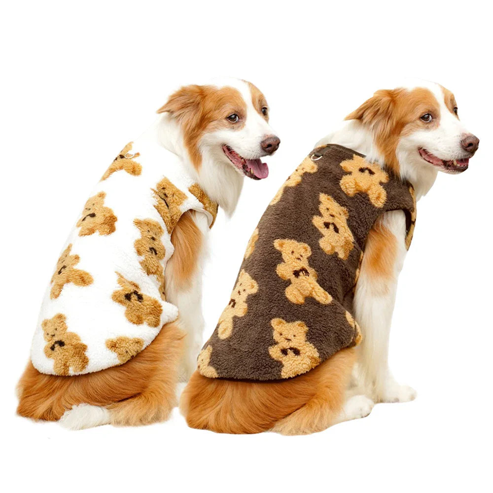 Warm Teddy Bear Print Fleece Dog Jumper