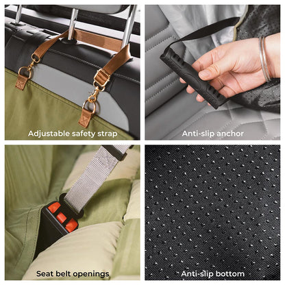 Large Dog Car Back Seat Bed - Chessboard Style Travel Bolster Safety Bed