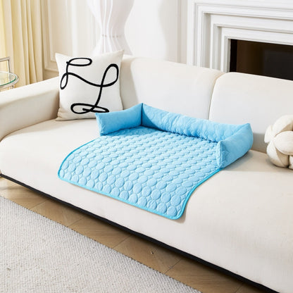 Cooling Dog Sofa Bed - Ice Silk Washable Bed with Bolster Sides