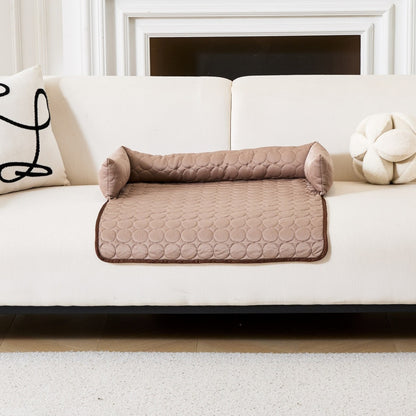 Cooling Dog Sofa Bed - Ice Silk Washable Bed with Bolster Sides