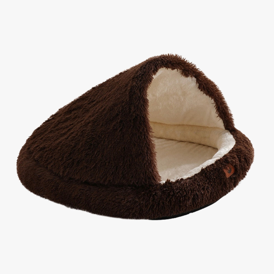 Calming Plush Semi-Enclosed Pet Nest Bed for Dogs & Cats