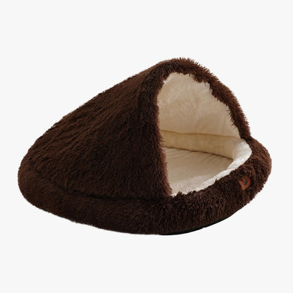 Calming Plush Semi-Enclosed Pet Nest Bed for Dogs & Cats