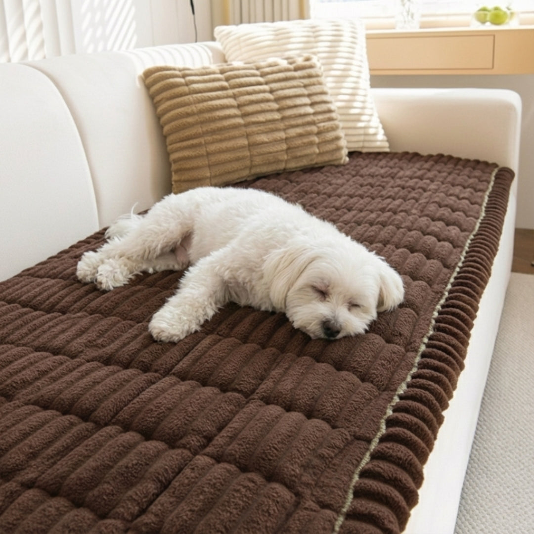 Plush Dog Sofa Cover – Washable Pet Couch Protector for Furniture