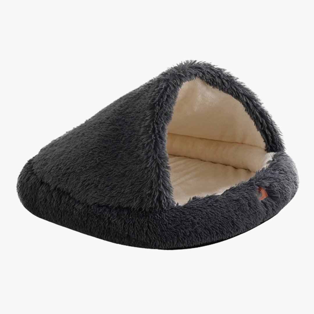Calming Plush Semi-Enclosed Pet Nest Bed for Dogs & Cats