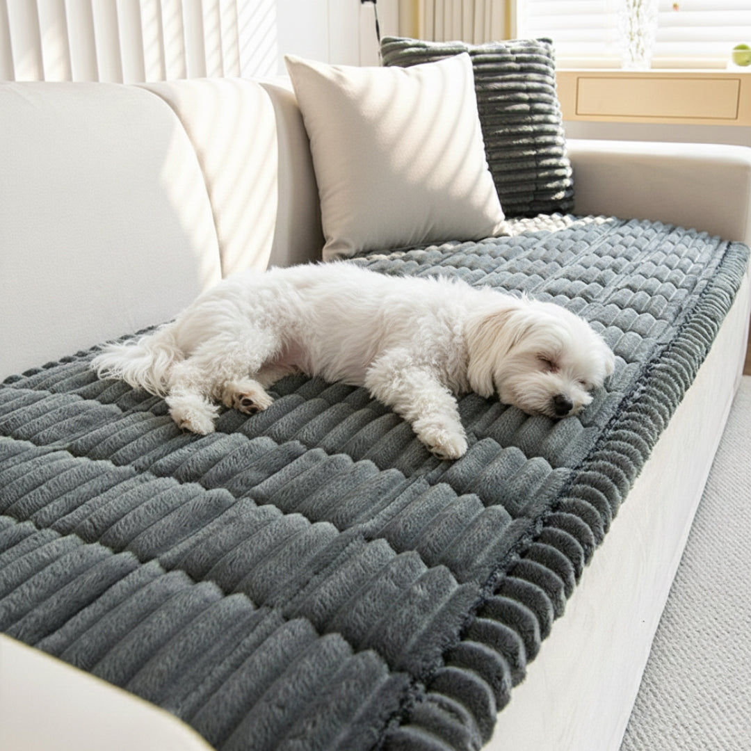 Plush Dog Sofa Cover – Washable Pet Couch Protector for Furniture