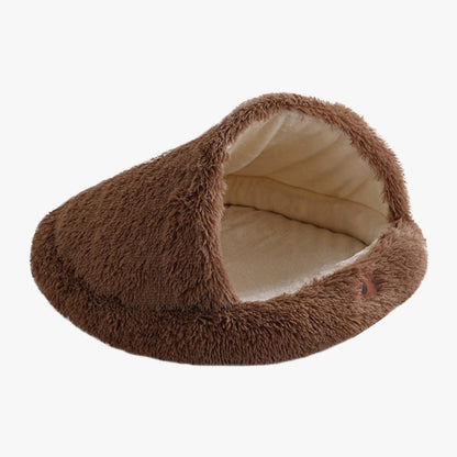Calming Plush Semi-Enclosed Pet Nest Bed for Dogs & Cats