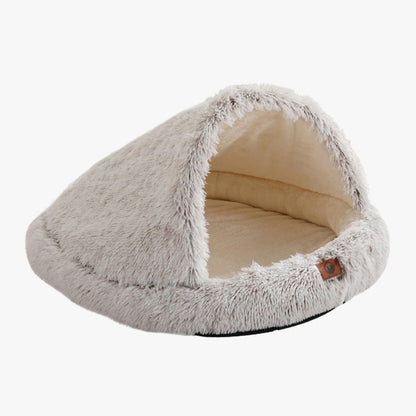 Calming Plush Semi-Enclosed Pet Nest Bed for Dogs & Cats