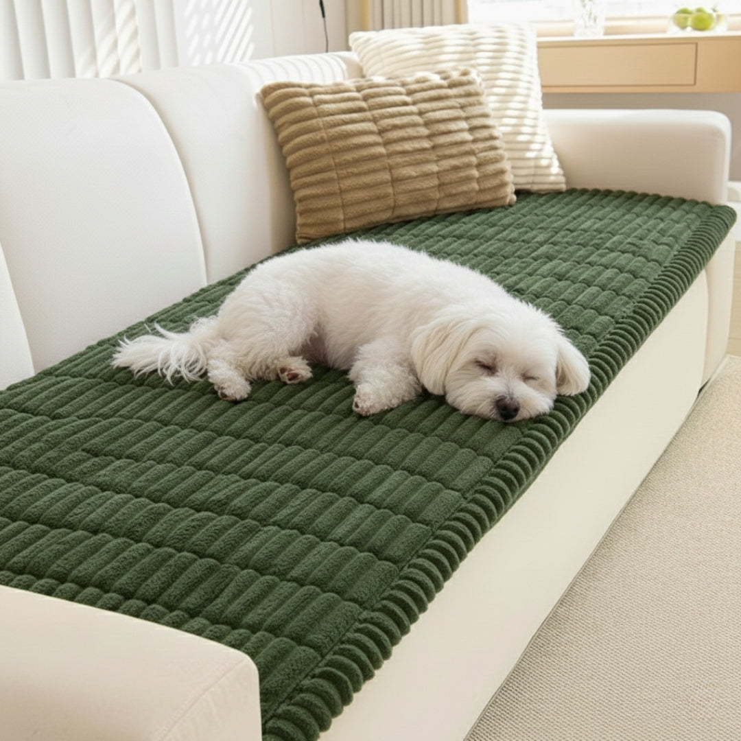 Plush Dog Sofa Cover – Washable Pet Couch Protector for Furniture