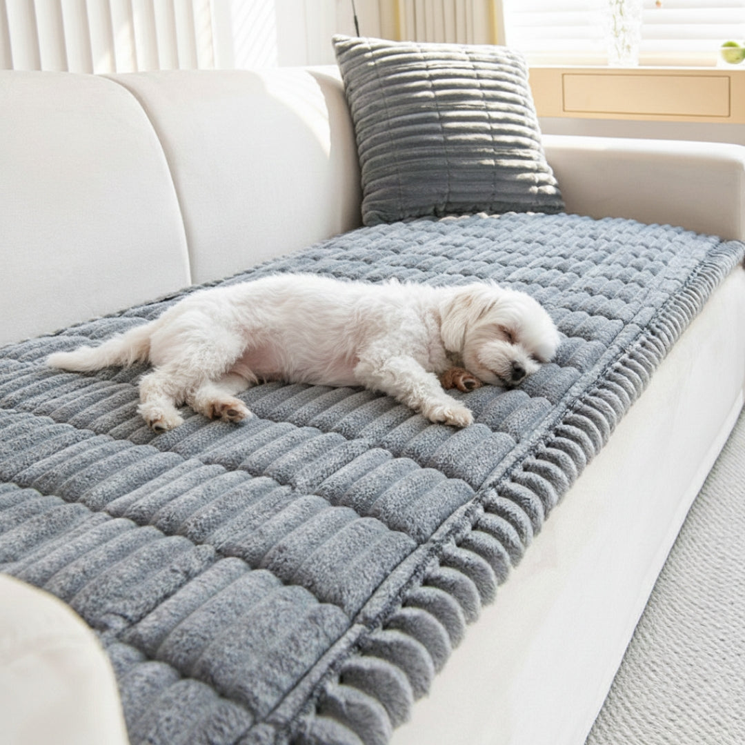 Plush Dog Sofa Cover – Washable Pet Couch Protector for Furniture