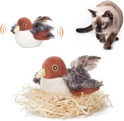 Realistic Flapping Sparrow Bird Interactive Cat Toy
