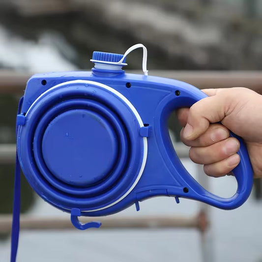 4-in-1 Dog Leach with Water Bottle Food Bowl Bag Holder
