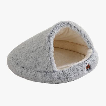 Calming Plush Semi-Enclosed Pet Nest Bed for Dogs & Cats