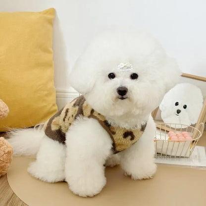 Warm Teddy Bear Print Fleece Dog Jumper