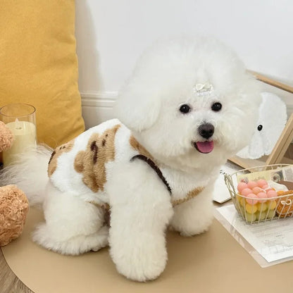Warm Teddy Bear Print Fleece Dog Jumper