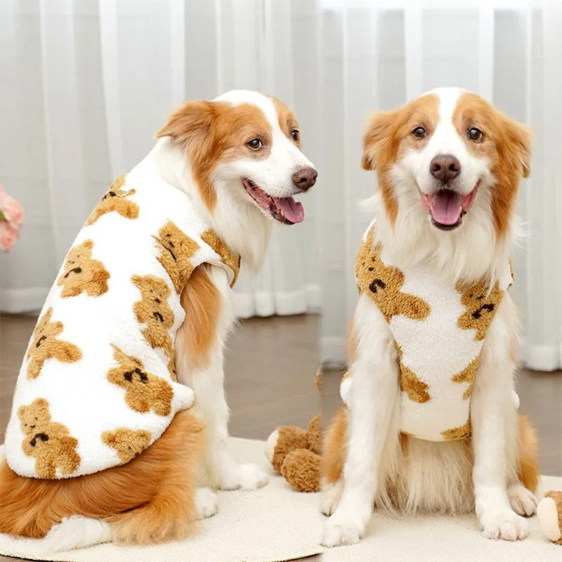 Warm Teddy Bear Print Fleece Dog Jumper