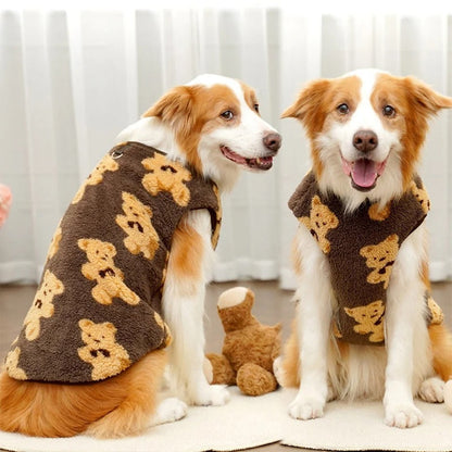 Warm Teddy Bear Print Fleece Dog Jumper