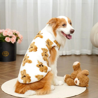 Warm Teddy Bear Print Fleece Dog Jumper