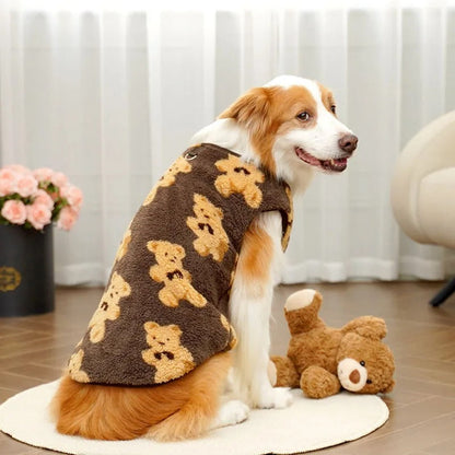 Warm Teddy Bear Print Fleece Dog Jumper