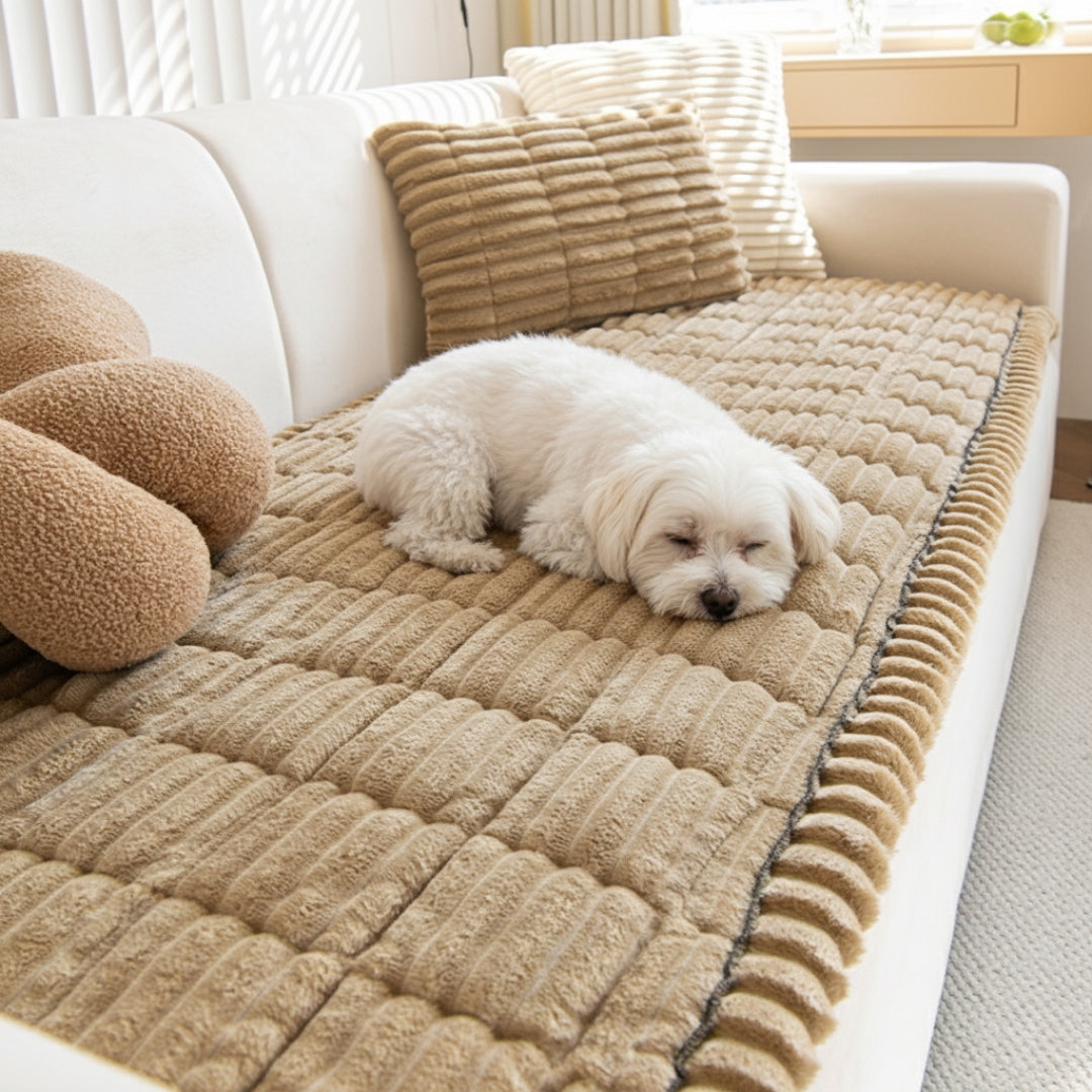 Plush Dog Sofa Cover – Washable Pet Couch Protector for Furniture