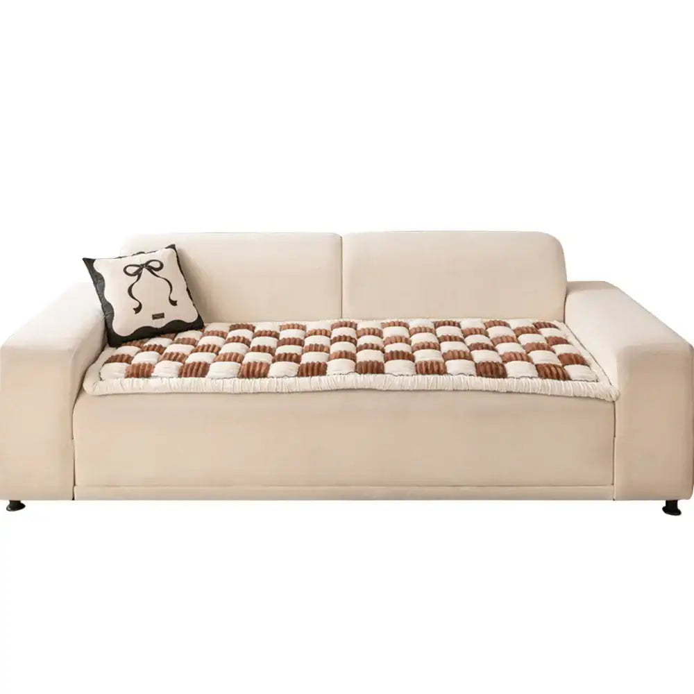 Plush Plaid Dog Mat Sofa Cover - Anti-Slip Couch Protector