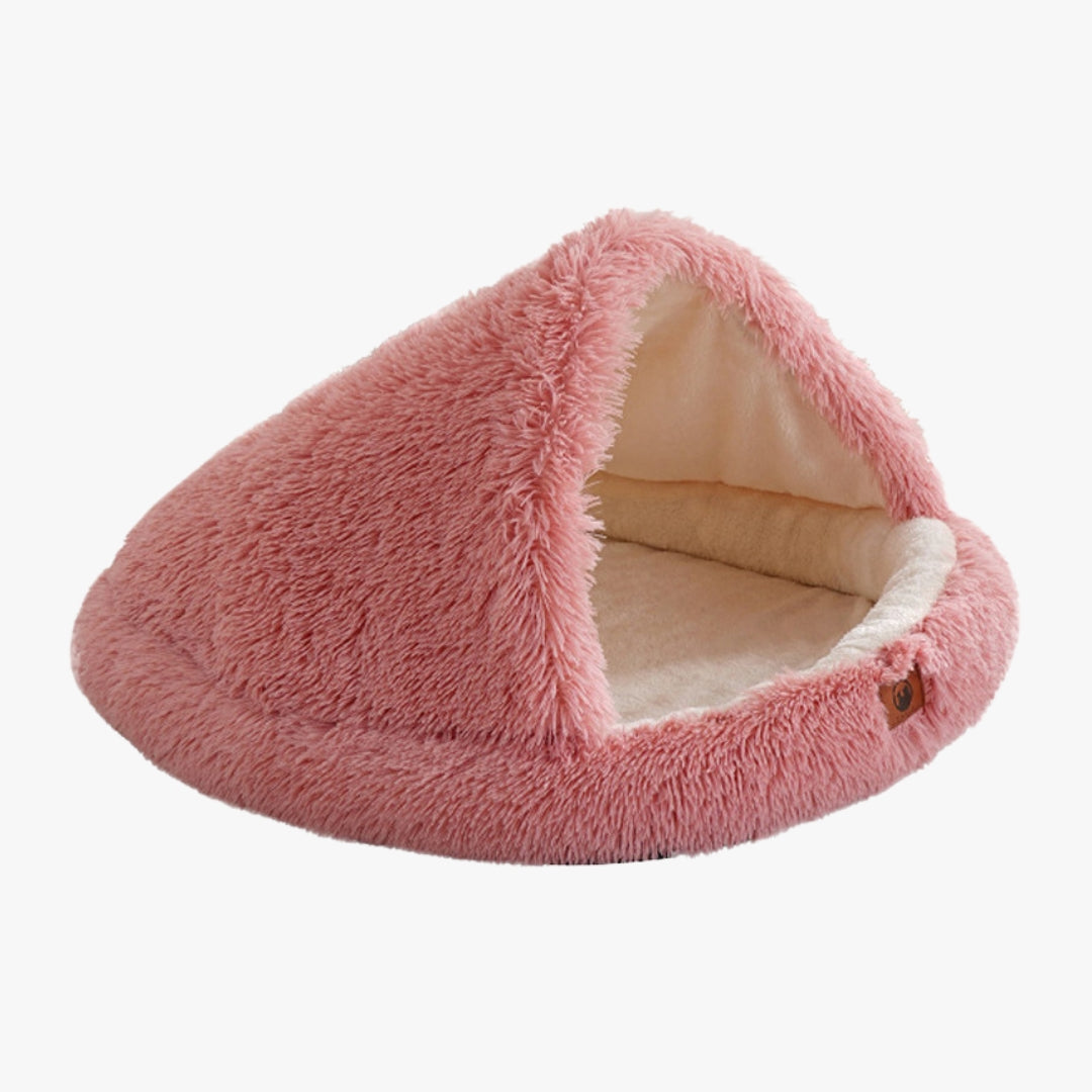Calming Plush Semi-Enclosed Pet Nest Bed for Dogs & Cats