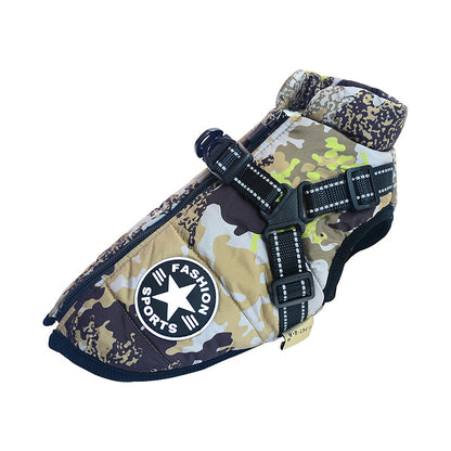 Waterproof Dog Winter Coat with Built-In Harness