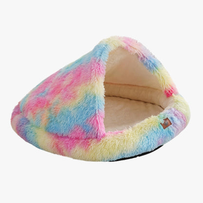 Calming Plush Semi-Enclosed Pet Nest Bed for Dogs & Cats