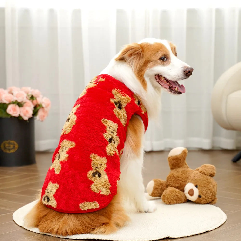 Warm Teddy Bear Print Fleece Dog Jumper