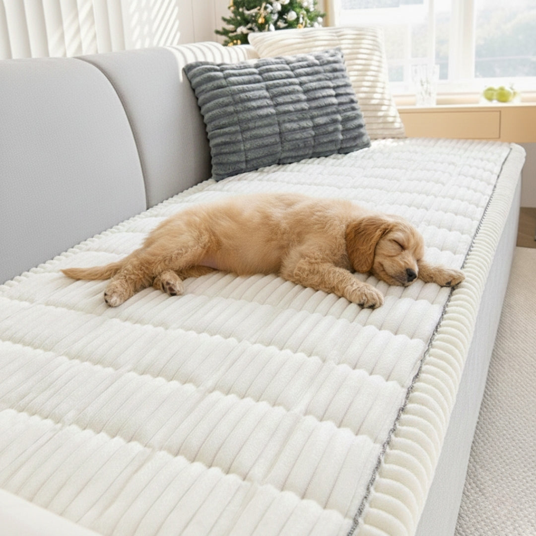 Plush Dog Sofa Cover – Washable Pet Couch Protector for Furniture