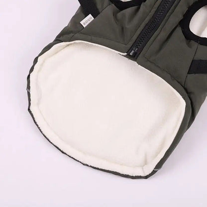 Waterproof Dog Winter Coat with Built-In Harness and Faux Fur Hood